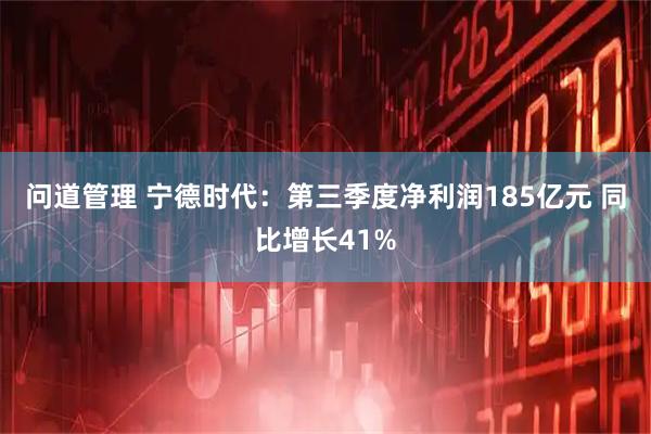 问道管理 宁德时代：第三季度净利润185亿元 同比增长41%