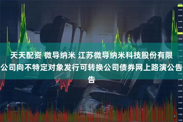 天天配资 微导纳米 江苏微导纳米科技股份有限公司向不特定对象发行可转换公司债券网上路演公告