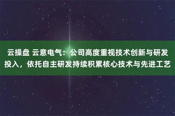 云操盘 云意电气：公司高度重视技术创新与研发投入，依托自主研发持续积累核心技术与先进工艺