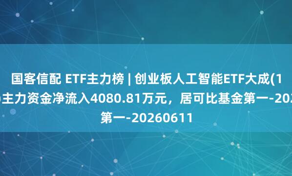 国客信配 ETF主力榜 | 创业板人工智能ETF大成(159242)主力资金净流入4080.81万元，居可比基金第一-20260611